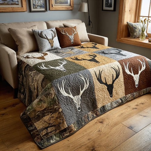 Heritage Stag Field Quilted Blanket NCU0LDH874