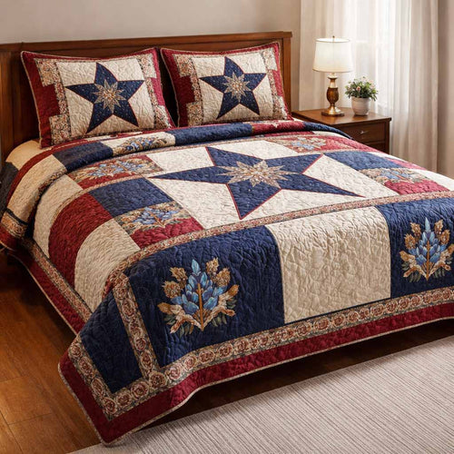 Heritage Star 3-Piece Quilted Bedding Set NCU0NXD1627