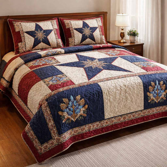 Heritage Star 3-Piece Quilted Bedding Set NCU0NXD1627