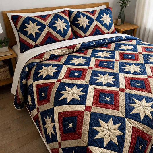 Heritage Star 3-Piece Quilted Bedding Set NCU0NXD1648