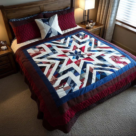 Heritage Star Patch 3-Piece Quilted Bedding Set NCU0DQQ0285