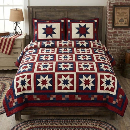Heritage Starblock 3-Piece Quilted Bedding Set NCU0DQQ0634