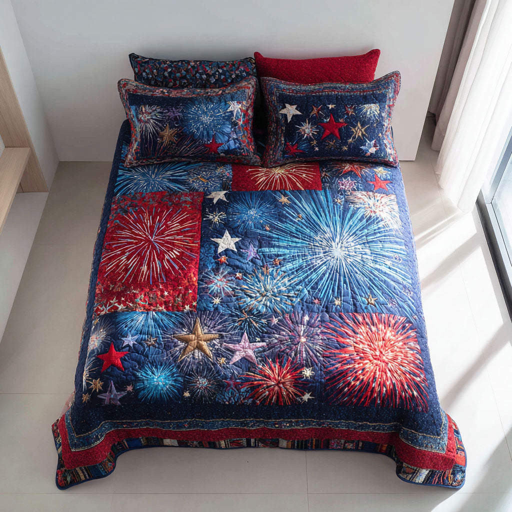 Heritage Stars 3-Piece Quilted Bedding Set NCU0NTD1646