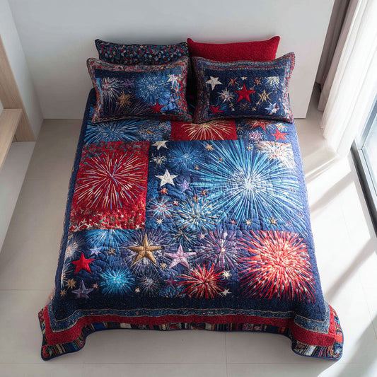 Heritage Stars 3-Piece Quilted Bedding Set NCU0NTD1646