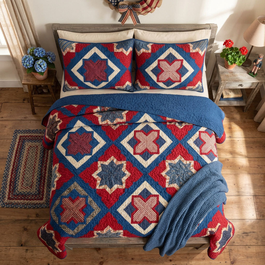 Heritage Stars 3-Piece Quilted Bedding Set NCU0NTD1769