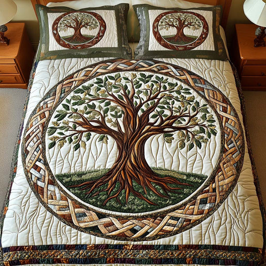 Heritage Tree 3-Piece Quilted Bedding Set NCU0NT2260