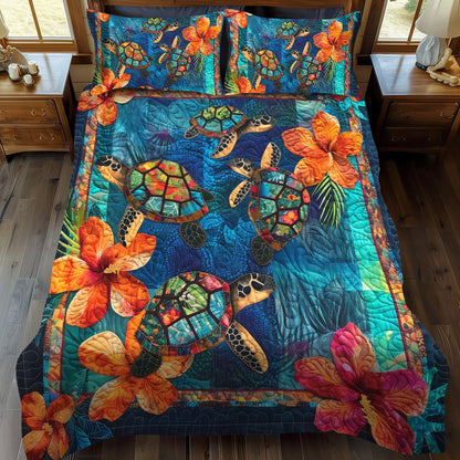 Hibiscus Turtle Bay 3-Piece Quilted Bedding Set  NCU0TL485