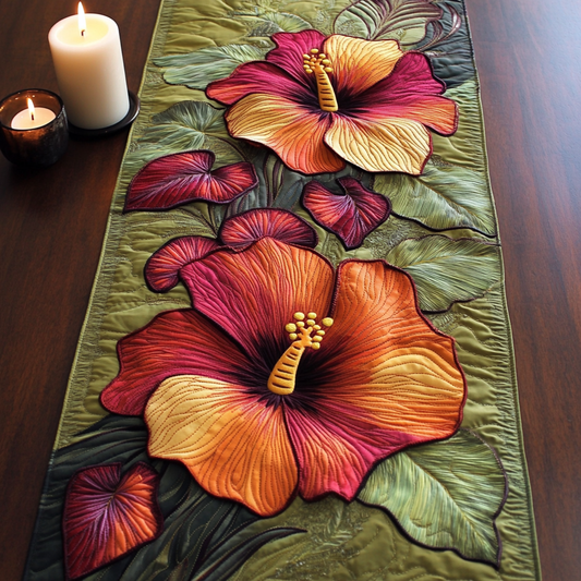 Hibiscus Blossom Quilted Table Runner NCU0NVH352