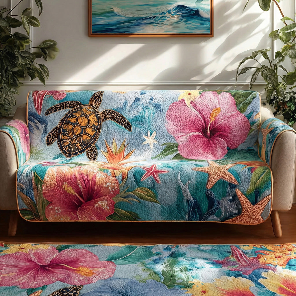 Hibiscus Cove Quilted Sofa Cover NCU0LDH437