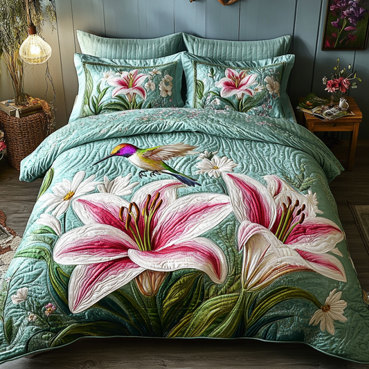 Hibiscus Harmony 3-Piece Quilted Bedding Set NCU0NVH422