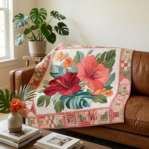 Hibiscus Harmony Quilted Blanket NCU0DQQ0548