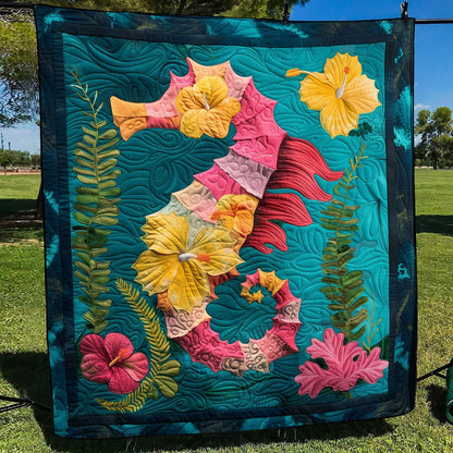 Hibiscus Seahorse Quilted Blanket NCU0TH1256