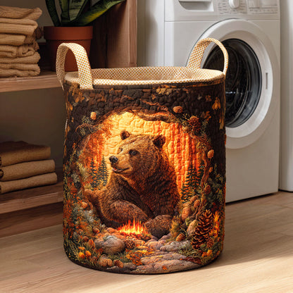 Hidden Cave Bear Quilted Laundry Basket NCU0NTD402