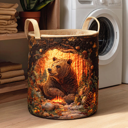 Hidden Cave Bear Quilted Laundry Basket NCU0NTD402