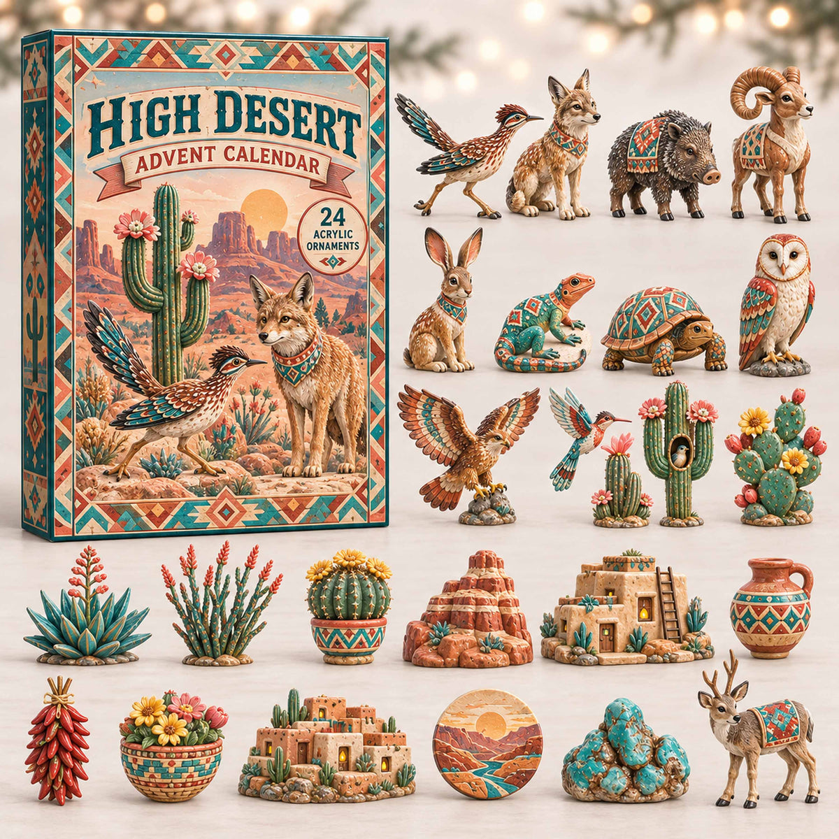 CHRISTMAS KICKOFF 40% OFF - High Desert Advent Calendar 2026 - 24-Day Festive Countdown, Acrylic Charms Blind Box - Gift For Family and Friends AC0TD006