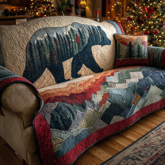 Highland Bear Quilted Sofa Cover NCU0HNH723