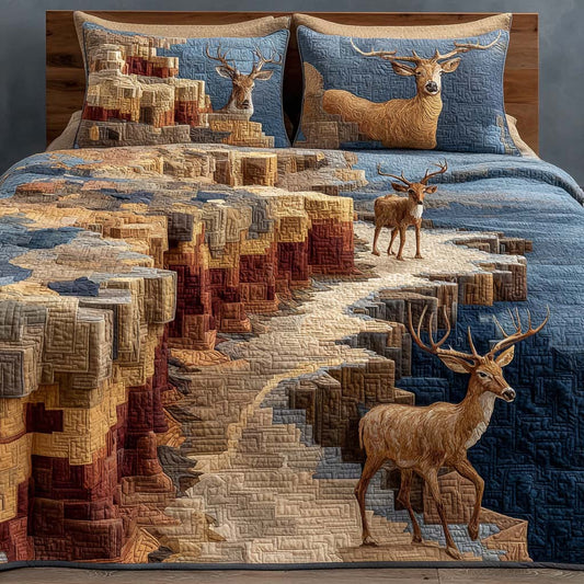 Highland Deer 3-Piece Quilted Bedding Set NCU0NNL091