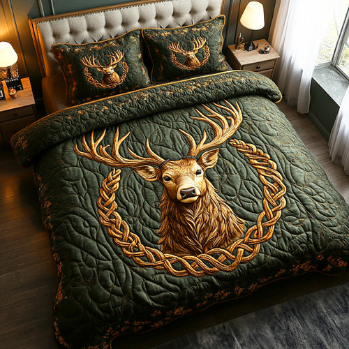 Highland Deer Loop 3-Piece Quilted Bedding Set NCU0NTD629