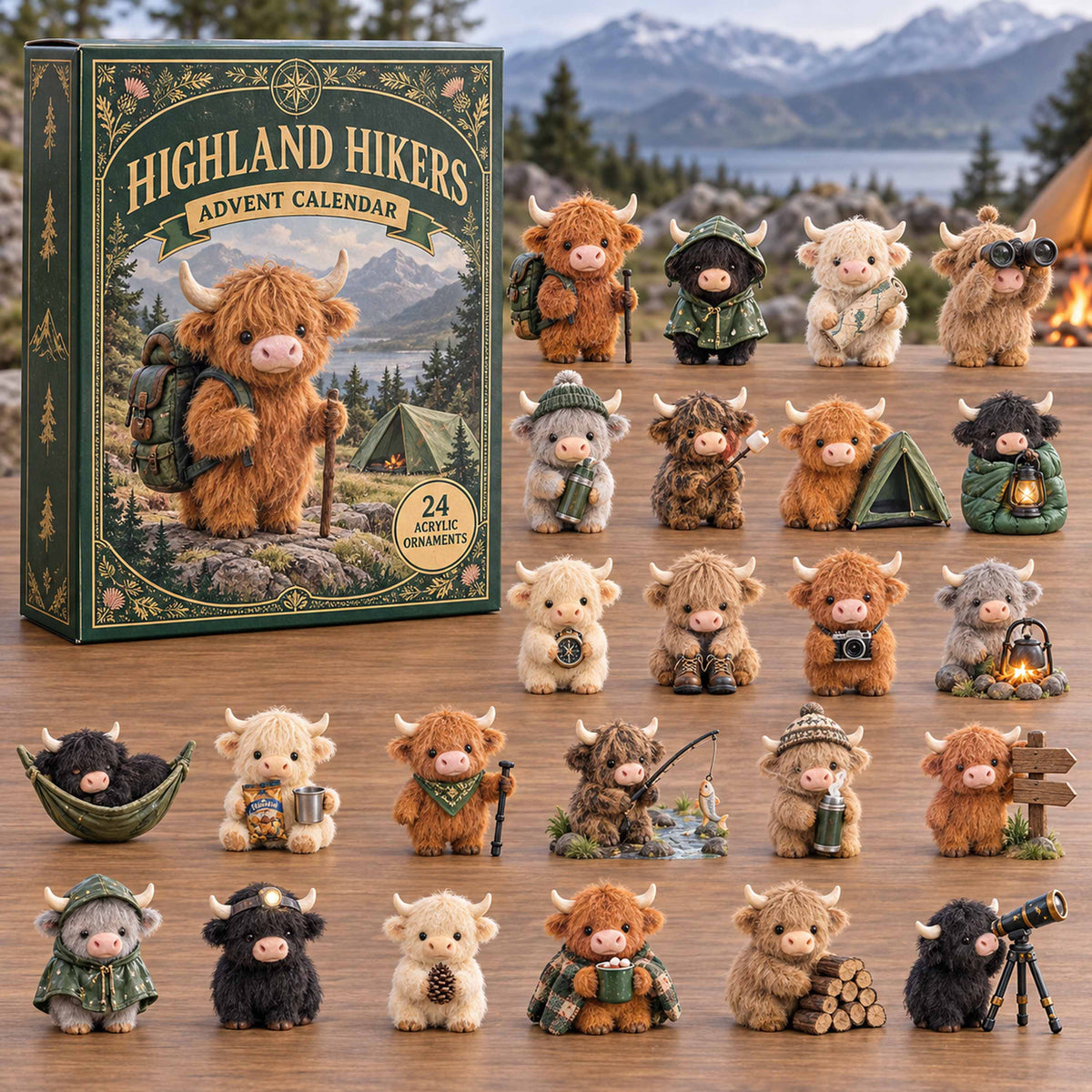 CHRISTMAS KICKOFF 40% OFF - Highland Hikers Advent Calendar 2026 - 24-Day Festive Countdown, Acrylic Charms Blind Box - Gift For Family and Friends AC0TD045