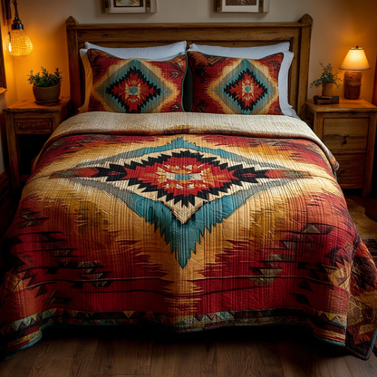 Highland Starburst Pattern 3-Piece Quilted Bedding Set NCU0NXD1160