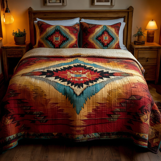 Highland Starburst Pattern 3-Piece Quilted Bedding Set NCU0NXD1160