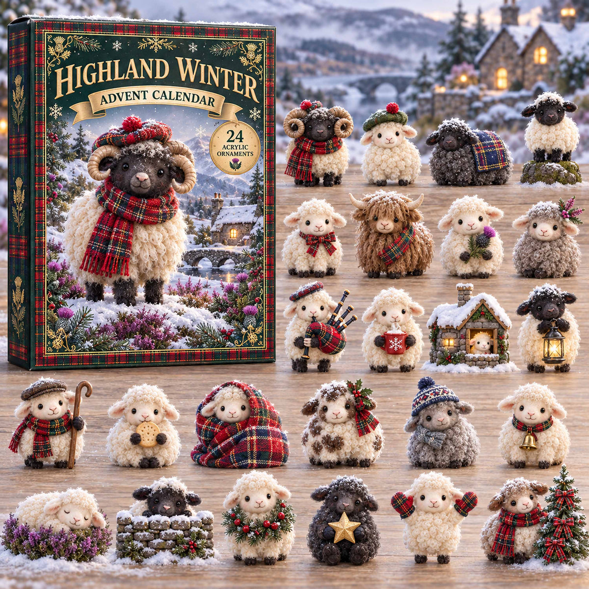 CHRISTMAS KICKOFF 40% OFF - Highland Winter Advent Calendar 2026 - 24-Day Festive Countdown, Acrylic Charms Blind Box - Gift For Family and Friends AC0TD030