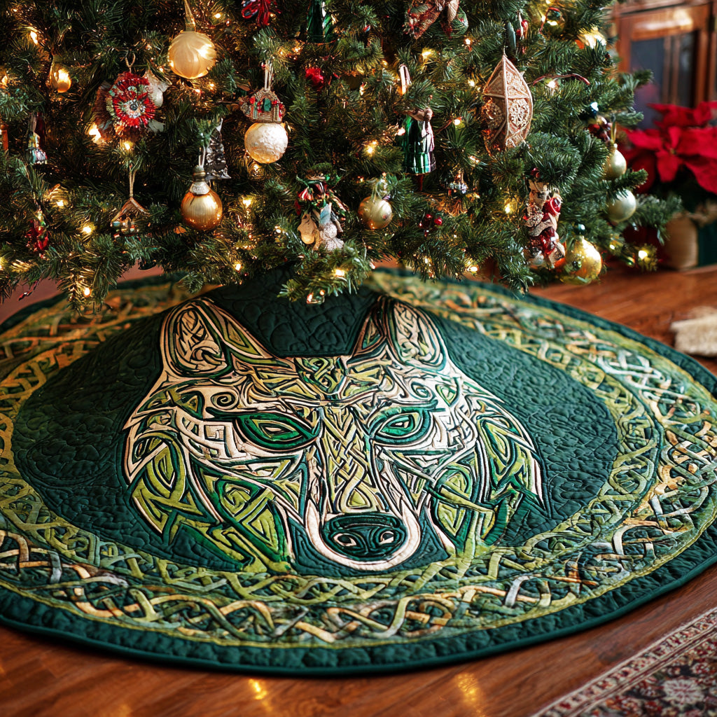 Highland Wolf Circle Christmas Quilted Tree Skirt NCU0NTD1018