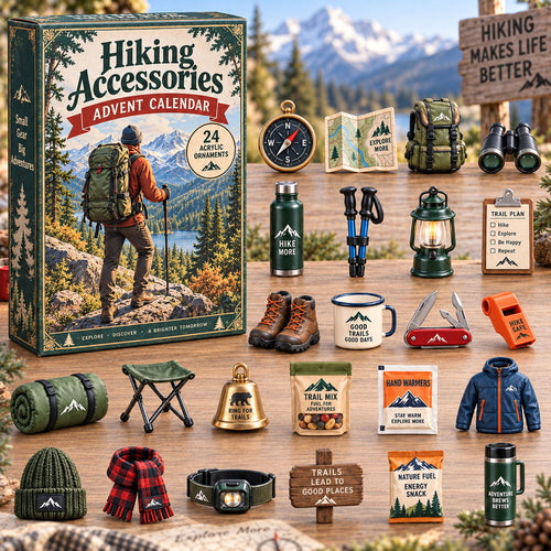 CHRISTMAS KICKOFF 40% OFF - Hiking Accessories Advent Calendar 2026 - 24-Day Festive Countdown, Acrylic Charms Blind Box - Gift For Hiking Lovers AC0NT262
