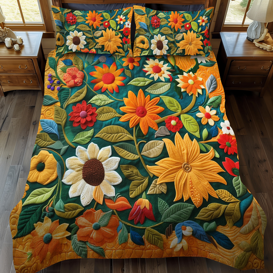 Hilarious Sunflowers 3-Piece Quilted Bedding Set NCU0VL329