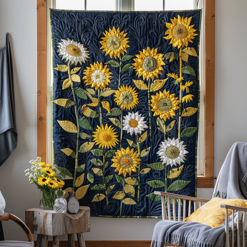 Hilarious Sunflowers Quilted Blanket NCU0VL201