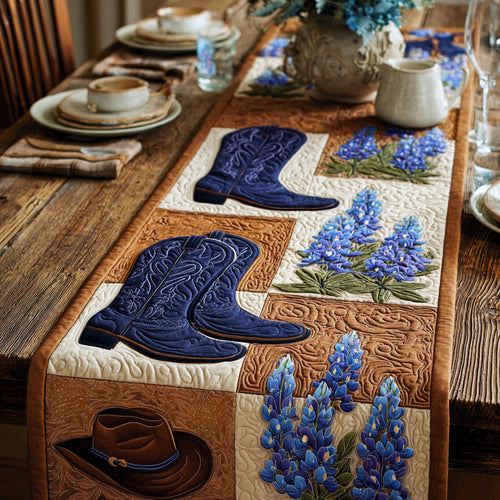 Hill Country Blue Quilted Table Runner NCU0LDH553