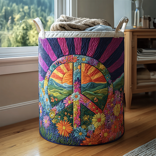 Hippie Bloom Quilted Laundry Basket NCU0DDK1569