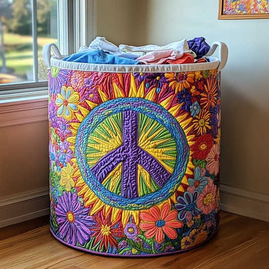 Hippie Peace Quilted Laundry Basket NCU0DDK1570