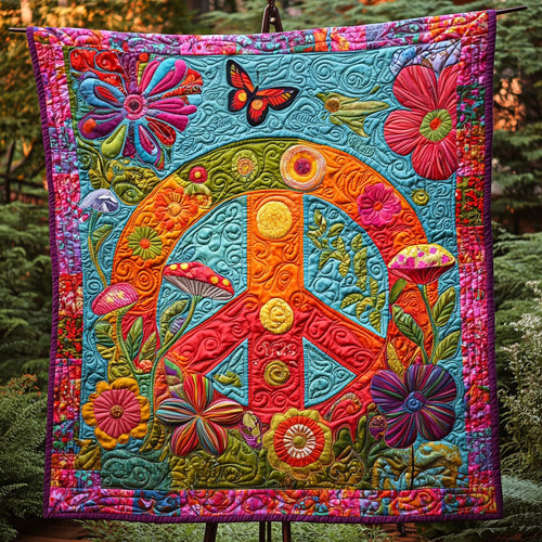 Hippie Peacefield Quilted Blanket NCU0PT1899