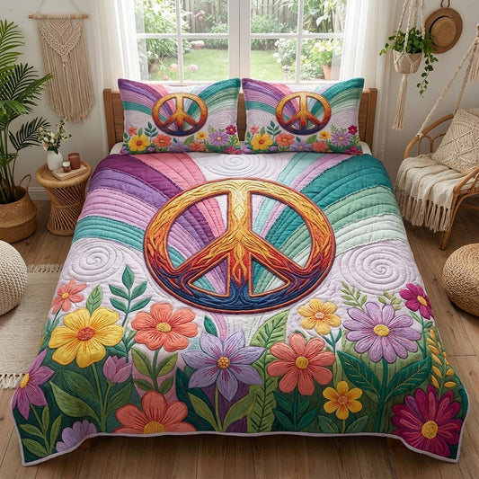 Hippie Spirit 3-Piece Quilted Bedding Set NCU0DV2049