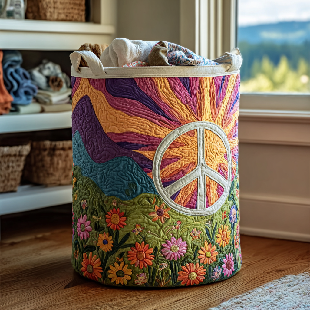 Hippie Vibes Quilted Laundry Basket NCU0DDK1568