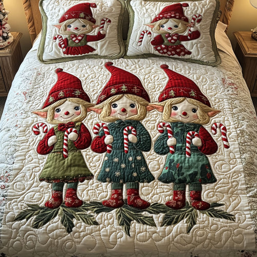 Holiday Elf Parade 3-Piece Quilted Bedding Set NCU0PTT043