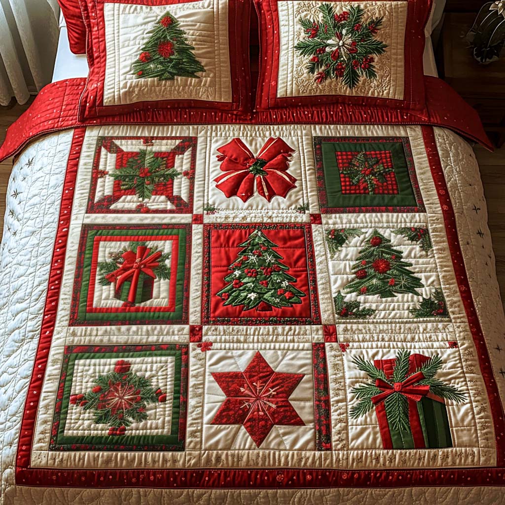 Holiday Harmony 3-Piece Quilted Bedding Set NCU0NNT119