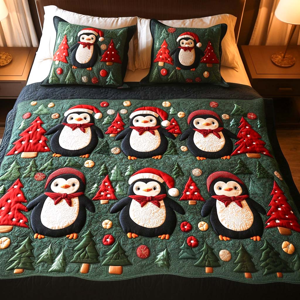 Holiday Trees 3-Piece Quilted Bedding Set NCU0NNT131