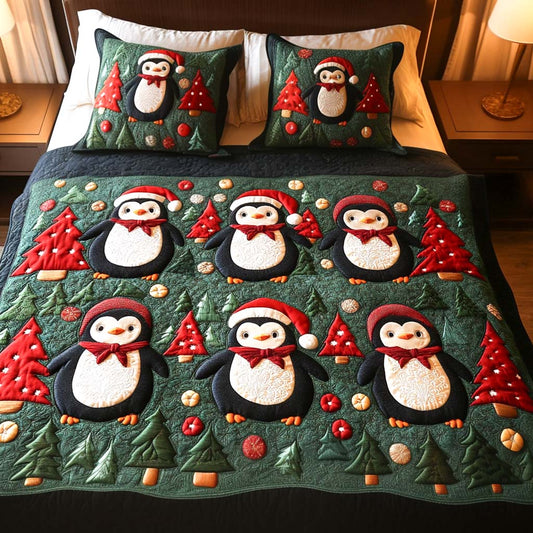 Holiday Trees 3-Piece Quilted Bedding Set NCU0NNT131