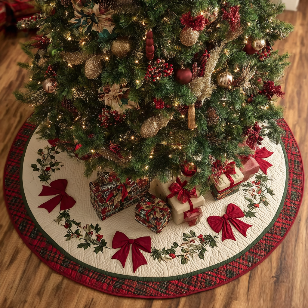 Holiday Base Christmas Quilted Tree Skirt NCU0DDK1835