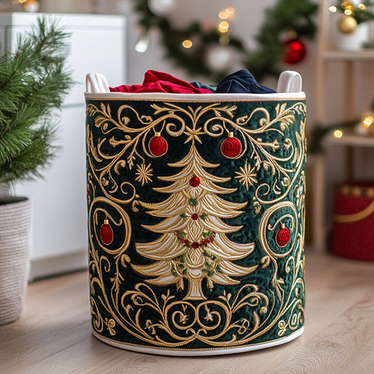 Holiday Blossom Quilted Laundry Basket NCU0DV892