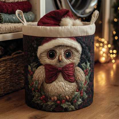 Holiday Bow Owl Laundry Basket NCU0HNH121