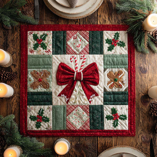 Holiday Bow Quilted Table Topper NCU0NXD160