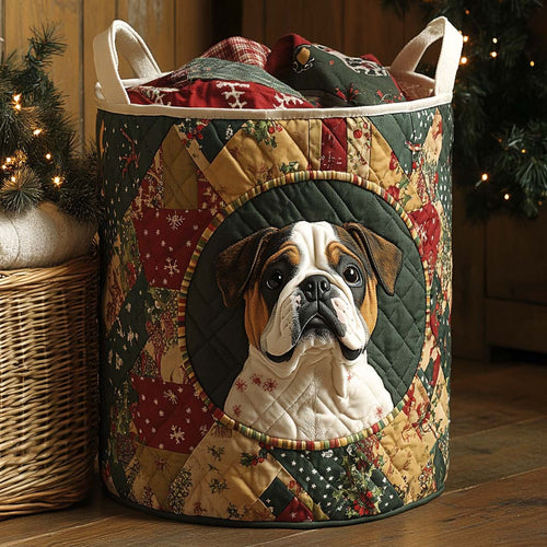 Holiday Bulldog Quilted Laundry Basket NCU0NXD175