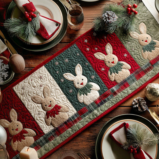 Holiday Bunny Quilted Table Runner NCU0PTT1396
