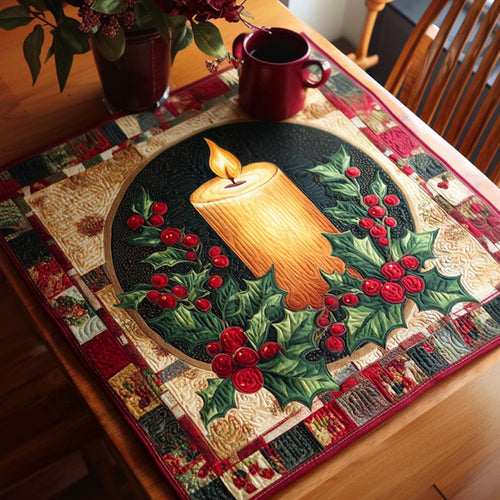 Holiday Candle Quilted Table Topper NCU0NNT1733
