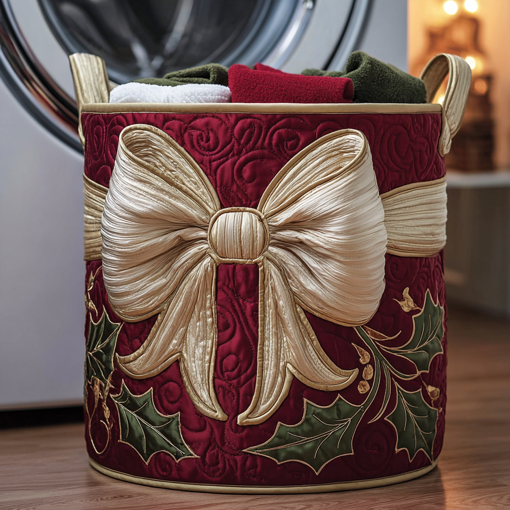 Holiday Charm Quilted Laundry Basket NCU0DDK1972