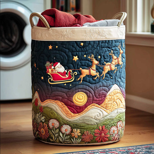 Holiday Cheer Santa Quilted Laundry Basket NCU0HTT024