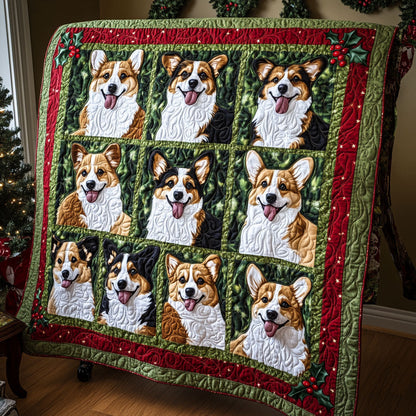 Holiday Corgi Joy Quilted Blanket NCU0PT2085